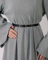 Oversize Fitilli Kemerli Gri Elbise