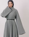 Oversize Fitilli Kemerli Gri Elbise