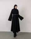Oversize Fitilli Kemerli Siyah Elbise