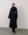 Oversize Fitilli Kemerli Siyah Elbise