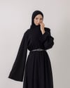 Oversize Fitilli Kemerli Siyah Elbise