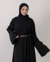 Oversize Fitilli Kemerli Siyah Elbise