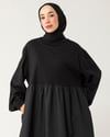 Oversize Garnili Siyah Elbise