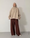 Oversize Kapşonlu Krem Sweat