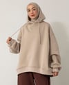 Oversize Kapşonlu Krem Sweat