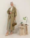 Oversize Kemeri Tokalı Çağla Trençkot