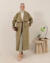 Oversize Kemeri Tokalı Çağla Trençkot