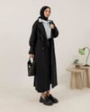 Oversize Kemeri Tokalı Siyah Trençkot