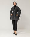 Oversize Kemerli Antrasit Denim Ceket