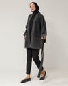 Oversize Kemerli Antrasit Denim Ceket