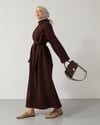 Oversize Kemerli Kahve Sweat Elbise