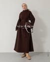 Oversize Kemerli Kahve Sweat Elbise