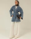 Oversize Kemerli Mavi Denim Ceket