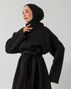 Oversize Kemerli Siyah Sweat Elbise