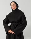Oversize Kemerli Siyah Sweat Elbise