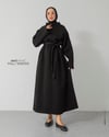 Oversize Kemerli Siyah Sweat Elbise