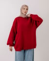 Oversize Kırmızı Triko Kazak