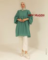 Oversize Mint Yeşili Gofre Tunik