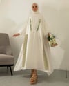 Oversize Nakış Detaylı İçlikli Ekru Elbise