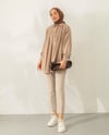 Oversize Pile Detaylı Bej Tunik