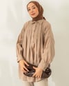Oversize Pile Detaylı Bej Tunik