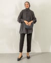 Oversize Pile Detaylı Füme Tunik