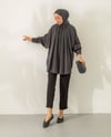 Oversize Pile Detaylı Füme Tunik