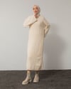 Oversize Saç Örgü Krem Triko Elbise