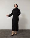 Oversize Saç Örgü Siyah Triko Elbise