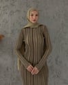 Oversize Şeritli Simli Haki Takım