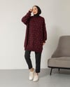 Oversize Taş İşlemeli Bordo Triko Kazak