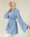 Oversize Yandan Düğmeli Bebe Mavisi Tunik