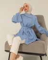 Oversize Yandan Düğmeli Bebe Mavisi Tunik