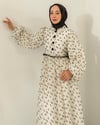 Oversize Yarım Düğmeli Çiçek Desenli Elbise