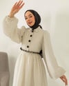 Oversize Yarım Düğmeli Puantiye Desenli Elbise