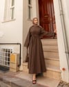 Paola Basic Kahve Keten Elbise