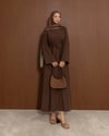 Paola Basic Kahve Keten Elbise