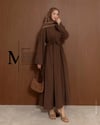 Paola Basic Kahve Keten Elbise