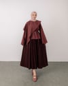 Pelerin Detaylı Bordo Bluz