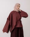 Pelerin Detaylı Bordo Bluz