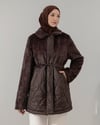Peluş Garnili Kapitone Kahve Mont