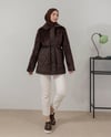Peluş Garnili Kapitone Kahve Mont