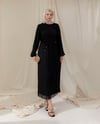 Piliseli Siyah Şifon Elbise