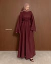 Rovani Basic Bordo Keten Elbise