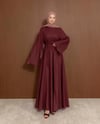 Rovani Basic Bordo Keten Elbise