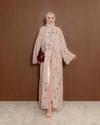 Şal Detaylı Desenli Bej Abaya