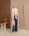Şal Detaylı Desenli Fuşya Abaya