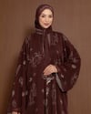 Şal Detaylı Desenli Kahve Abaya