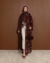 Şal Detaylı Desenli Kahve Abaya