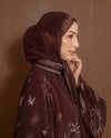 Şal Detaylı Desenli Kahve Abaya
